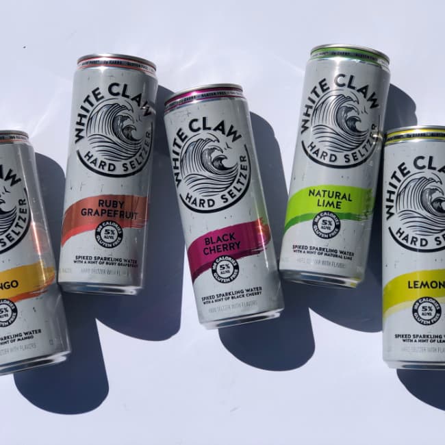 White Claw cans aligned