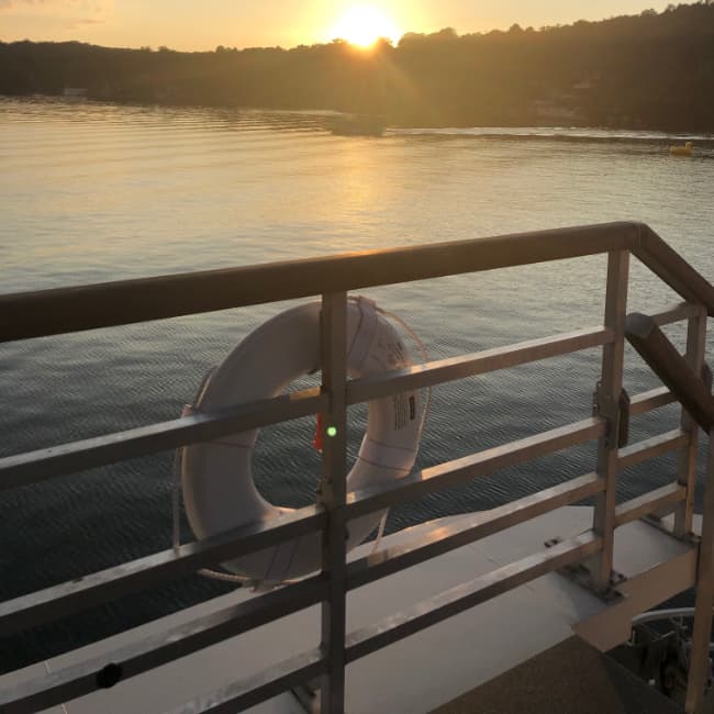 A view of a buoy and Lake Hopatcong from Miss Lotta