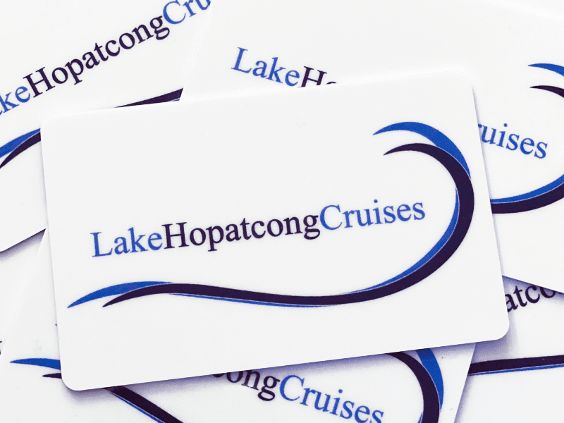 A stack of Lake Hopatcong Cruises gift cards